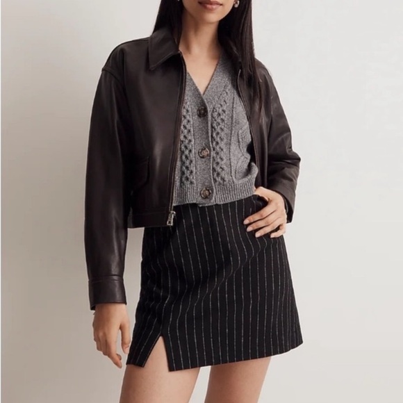 MADEWELL Pinstripe Wool Blend Mini Skirt Size 6 NEW Preppy - Picture 1 of 10